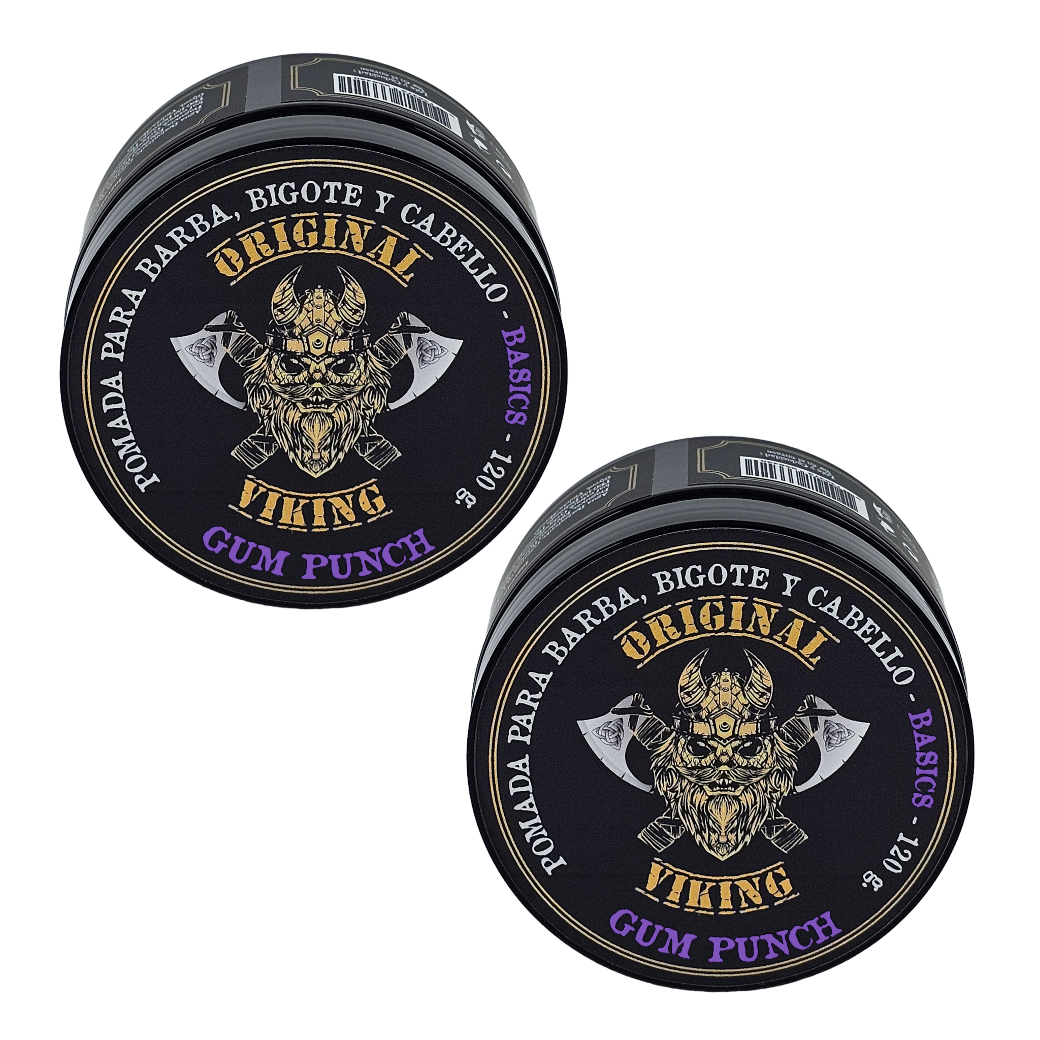 ORIGINAL VIKING Pomada Gum Punch 2 Pack – Pomada para Cabello Hombre Fijación Media con Aroma Dulce y Fresco | Modelado Preciso Larga Duración | Para Cabello y Barba | Vegano, Sin Parabenos, Base Agua | 2 x 120g (240g)