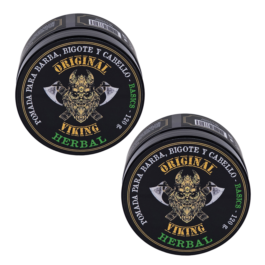 ORIGINAL VIKING Pomada Herbal 2 Pack – Pomada para Cabello Hombre Fijación Media con Aroma Natural Herbal | Modelado Preciso y Duradero | Para Cabello y Barba | Vegano, Sin Parabenos, Origen Natural | 2 x 120g (240 g)