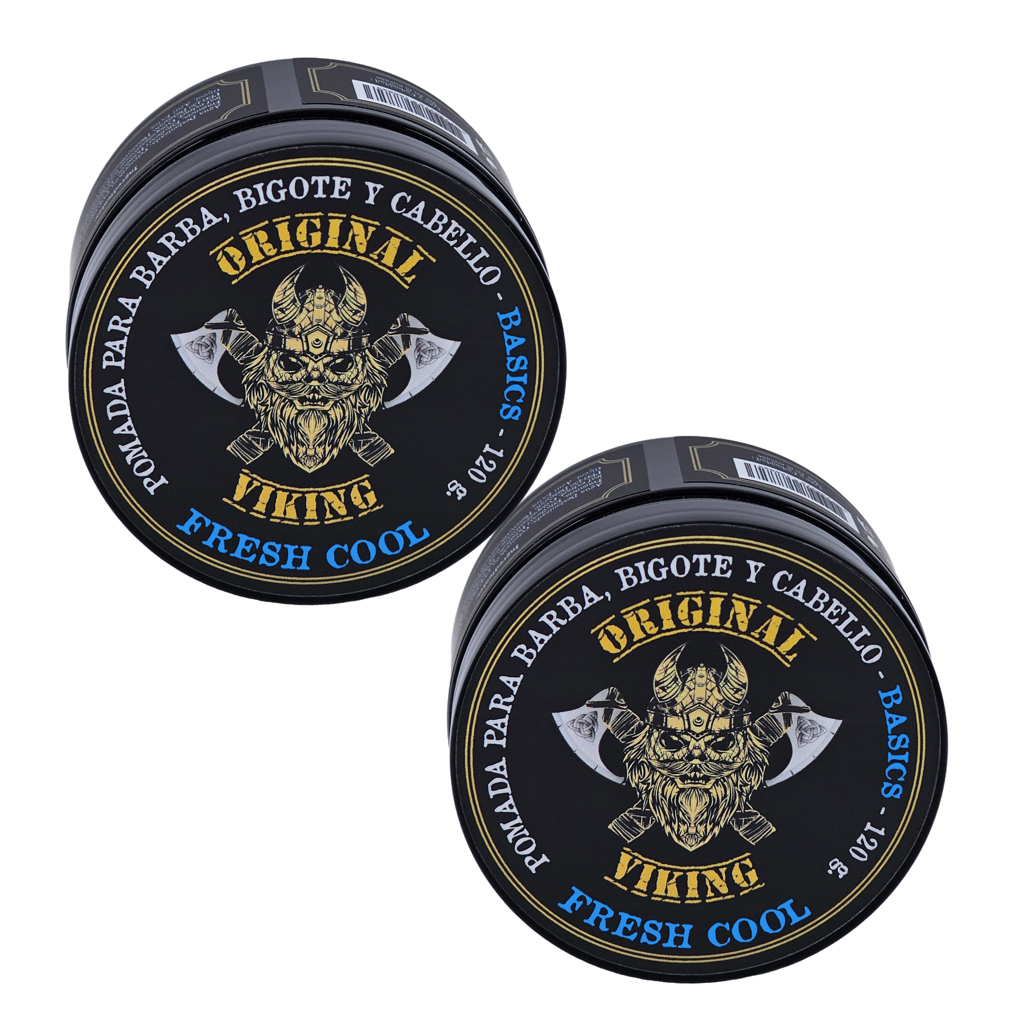 ORIGINAL VIKING Pomada Fresh Cool 2 Pack – Pomada para Cabello Hombre Fijación Media con Aroma Fresco a Menta | Modelado Preciso Larga Duración | Para Cabello y Barba | Vegano, Sin Parabenos, Base Agua | 2 x 120g (240g)