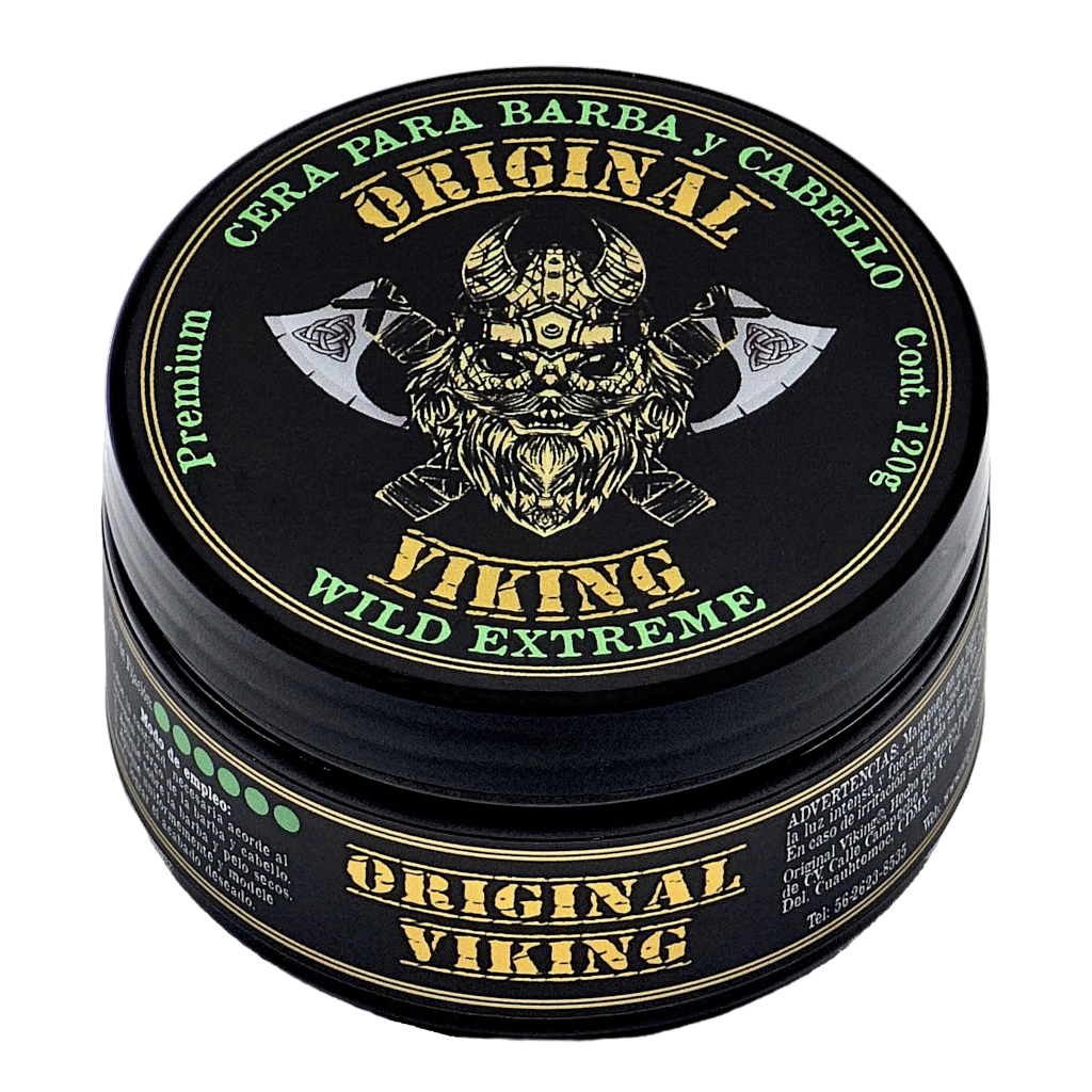 ORIGINAL VIKING Cera Wild Extreme – Cera para Cabello Hombre Fijación Extra Fuerte Todo el Día | Para Barba, Bigote y Cabello | Natural, Vegano, Sin Parabenos, Cruelty-Free, Aroma  | 120g