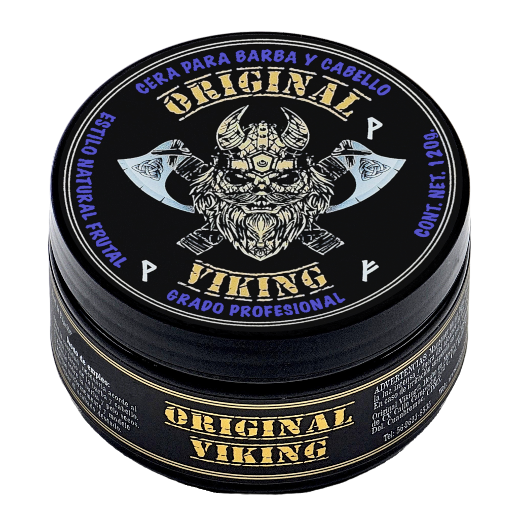 ORIGINAL VIKING Cera Frutal Shock – Cera para Cabello Hombre Fijación Alta, Aroma Seductor de Frutos Rojos | Estilo Natural y Manejable Todo el Día | Para Barba, Bigote y Cabello | Vegano, Sin Parabenos, Aroma de Frutos Rojos | 120g