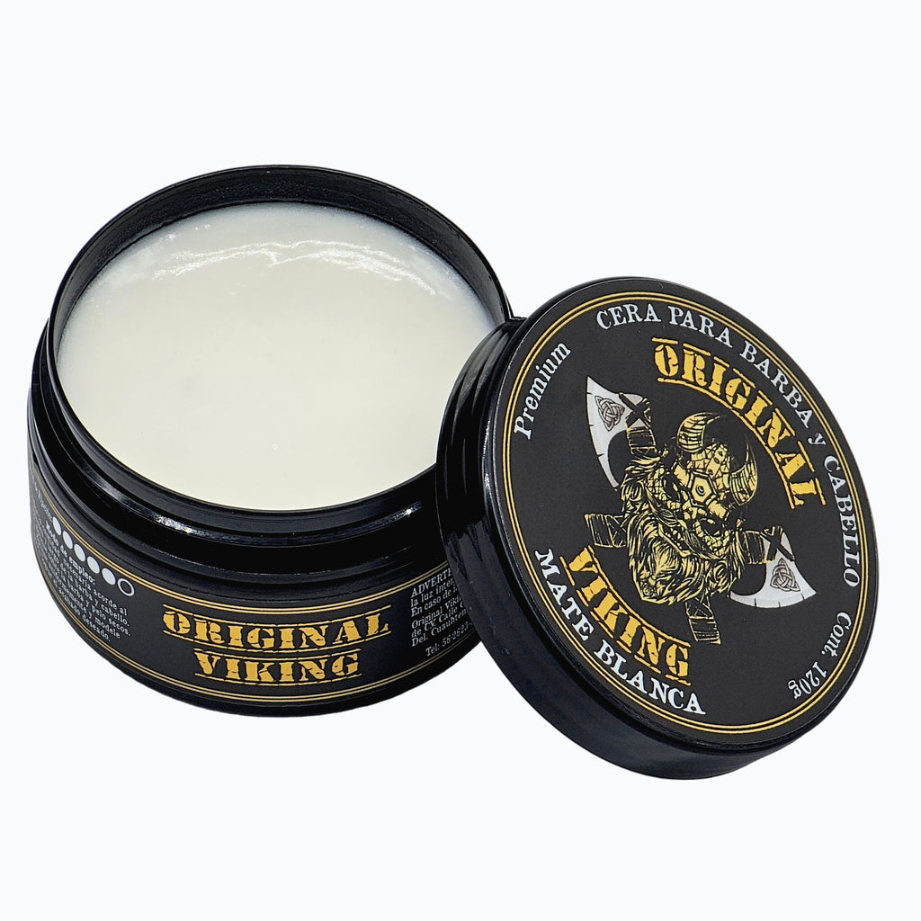 ORIGINAL VIKING Cera Mate Blanca – Cera para Cabello Hombre Efecto Mate Fijación Fuerte Sin Brillo | Look Moderno Todo el Día | Para Cabello, Barba y Bigote | Natural, Vegano, Sin Parabenos | 120g