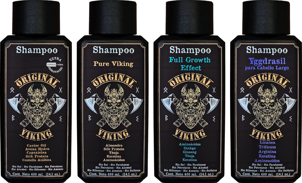 Shampoo Pure Viking. Cuidado Completamente Natural que nutre y protege.
