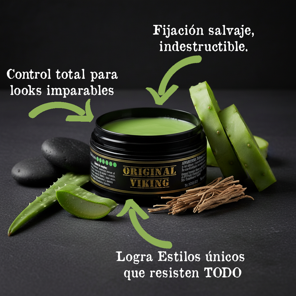 ORIGINAL VIKING Cera Wild Extreme – Cera para Cabello Hombre Fijación Extra Fuerte Todo el Día | Para Barba, Bigote y Cabello | Natural, Vegano, Sin Parabenos, Cruelty-Free, Aroma  | 120g