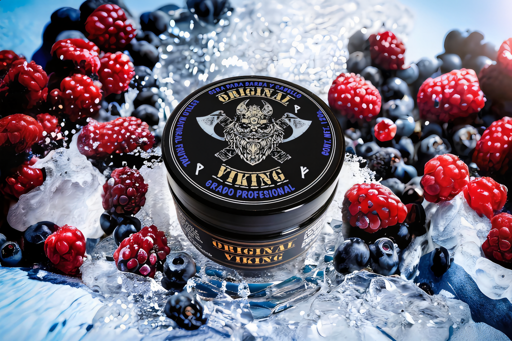 ORIGINAL VIKING Cera Frutal Shock – Cera para Cabello Hombre Fijación Alta, Aroma Seductor de Frutos Rojos | Estilo Natural y Manejable Todo el Día | Para Barba, Bigote y Cabello | Vegano, Sin Parabenos, Aroma de Frutos Rojos | 120g