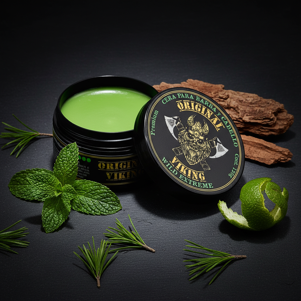 ORIGINAL VIKING Cera Wild Extreme – Cera para Cabello Hombre Fijación Extra Fuerte Todo el Día | Para Barba, Bigote y Cabello | Natural, Vegano, Sin Parabenos, Cruelty-Free, Aroma  | 120g