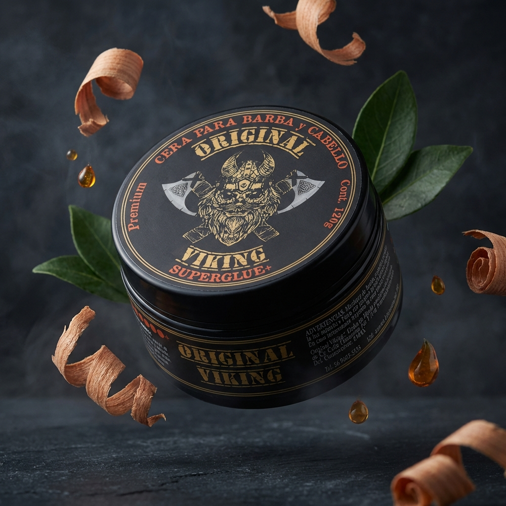 ORIGINAL VIKING Cera Super Glue – Cera Texturizadora Cabello Hombre con Volumen y Definición | Fijación Fuerte Efecto Barbería | Para Cabello y Barba | Natural, Vegano, Sin Parabenos, Aroma Tabaco-Vainilla | 120g