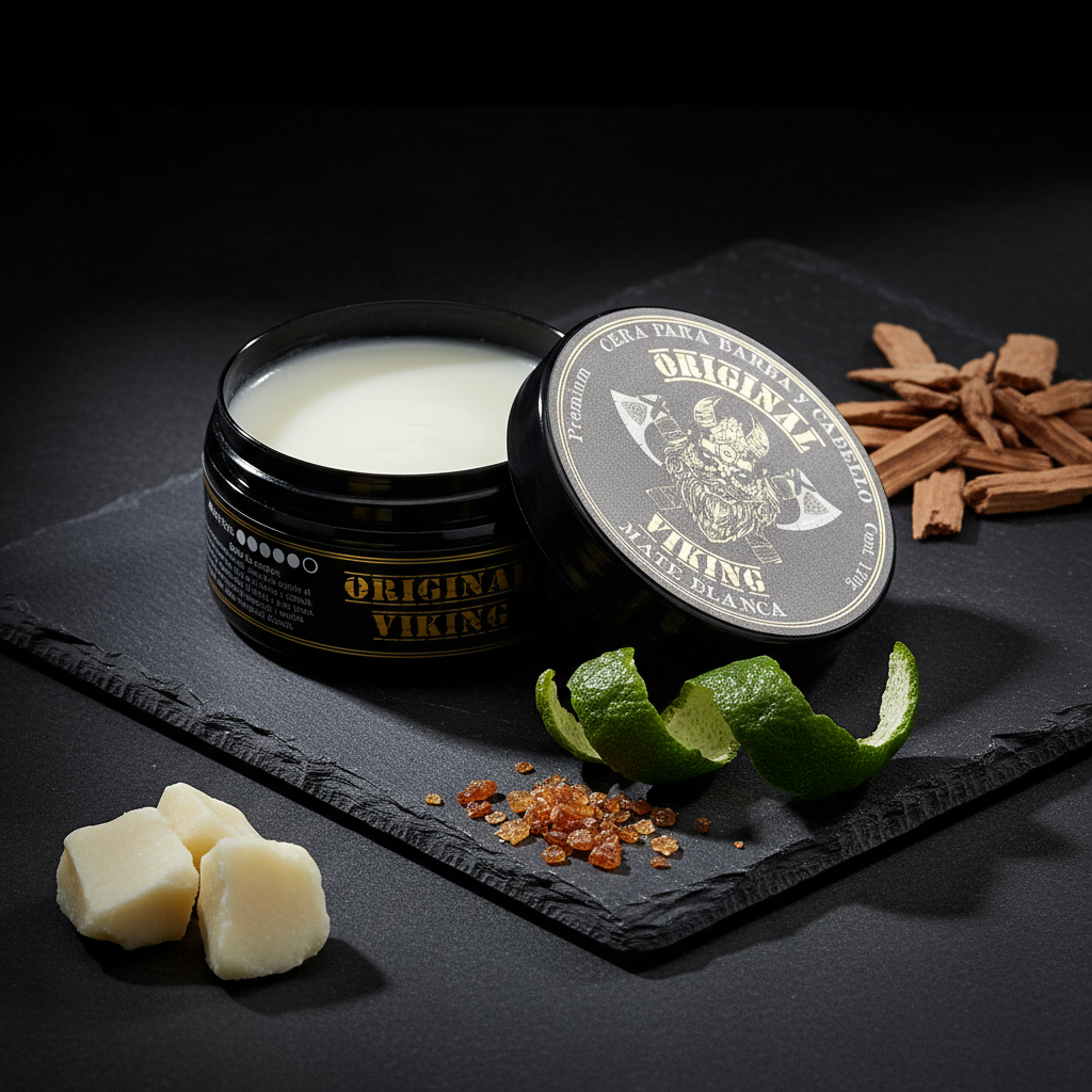 ORIGINAL VIKING Cera Mate Blanca – Cera para Cabello Hombre Efecto Mate Fijación Fuerte Sin Brillo | Look Moderno Todo el Día | Para Cabello, Barba y Bigote | Natural, Vegano, Sin Parabenos | 120g