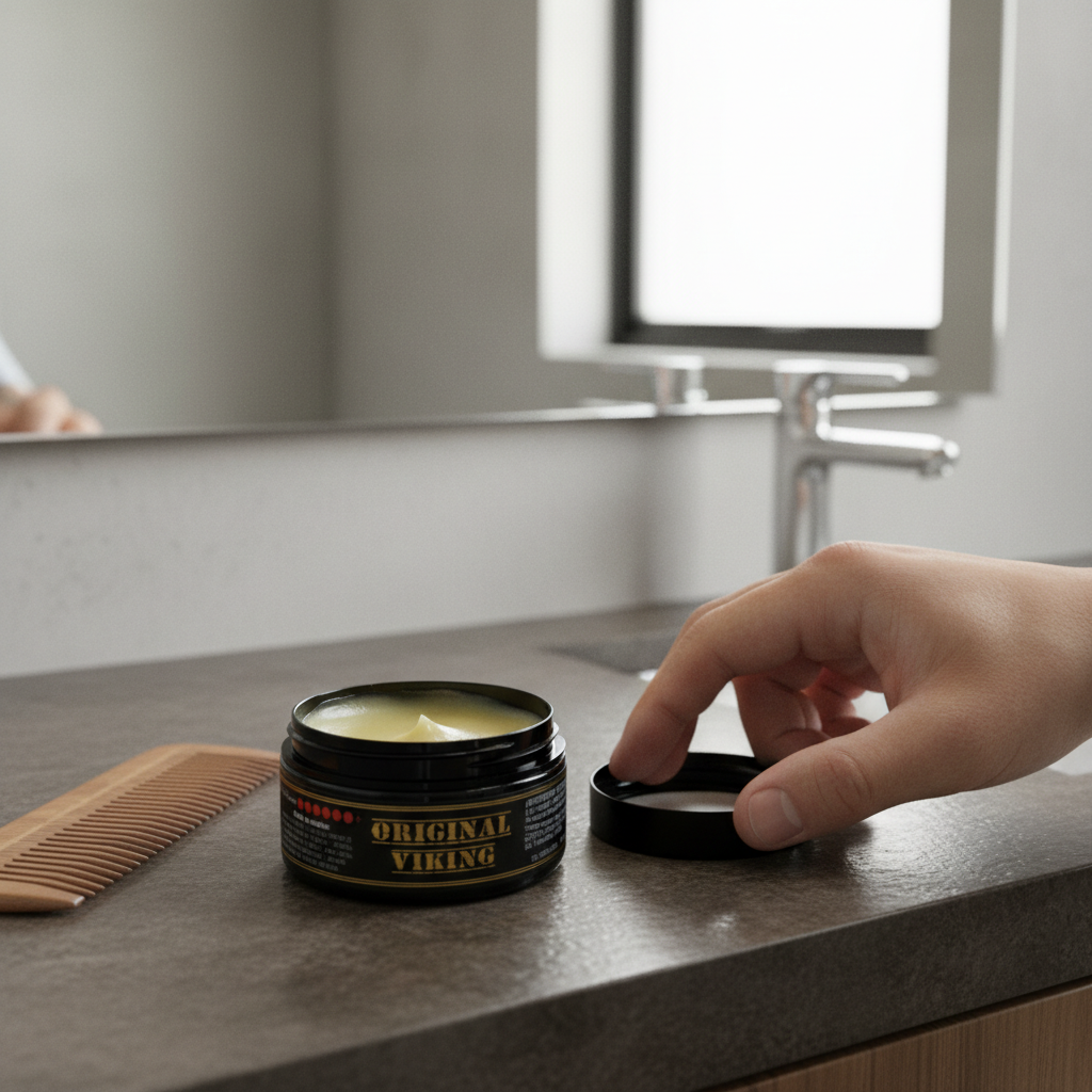ORIGINAL VIKING Cera Super Glue – Cera Texturizadora Cabello Hombre con Volumen y Definición | Fijación Fuerte Efecto Barbería | Para Cabello y Barba | Natural, Vegano, Sin Parabenos, Aroma Tabaco-Vainilla | 120g