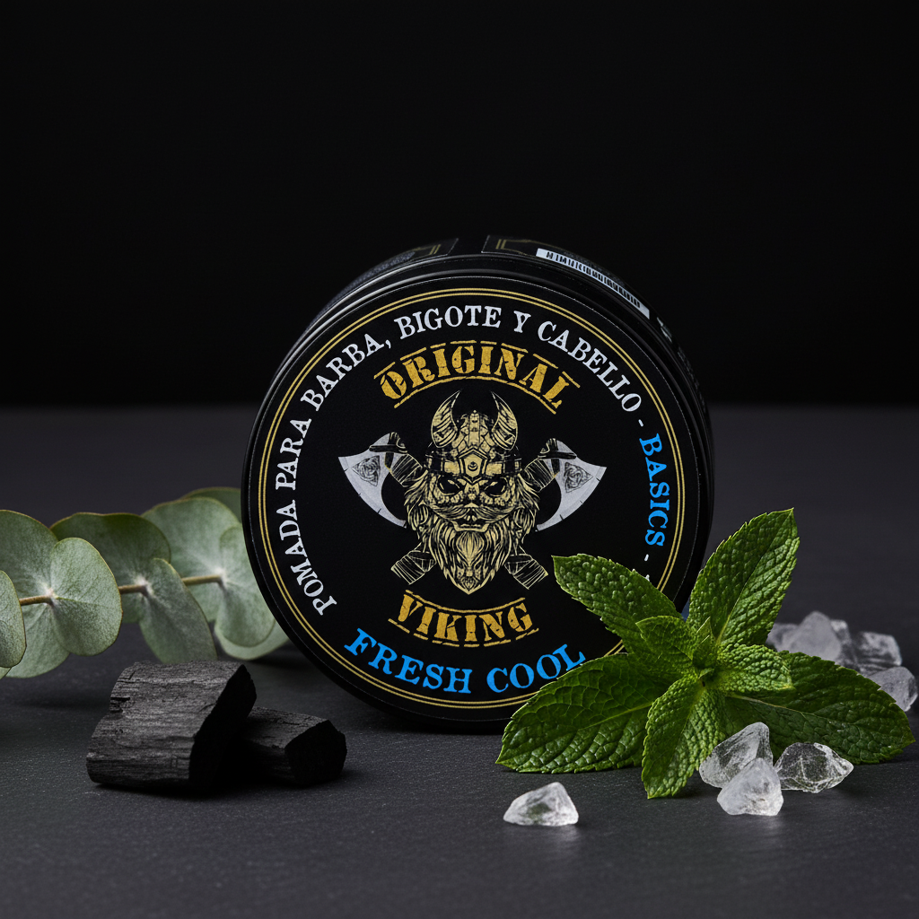 ORIGINAL VIKING Pomada Fresh Cool 2 Pack – Pomada para Cabello Hombre Fijación Media con Aroma Fresco a Menta | Modelado Preciso Larga Duración | Para Cabello y Barba | Vegano, Sin Parabenos, Base Agua | 2 x 120g (240g)