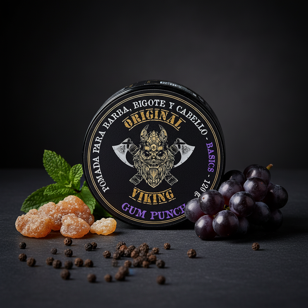 ORIGINAL VIKING Pomada Gum Punch 2 Pack – Pomada para Cabello Hombre Fijación Media con Aroma Dulce y Fresco | Modelado Preciso Larga Duración | Para Cabello y Barba | Vegano, Sin Parabenos, Base Agua | 2 x 120g (240g)