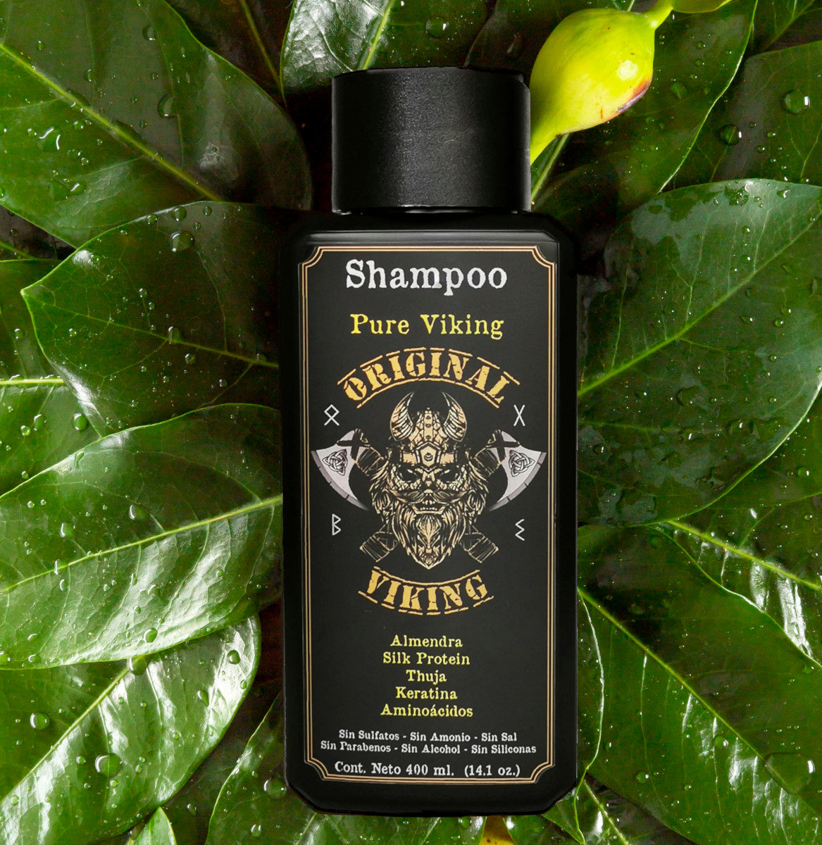 Shampoo Pure Viking. Cuidado Completamente Natural que nutre y protege.