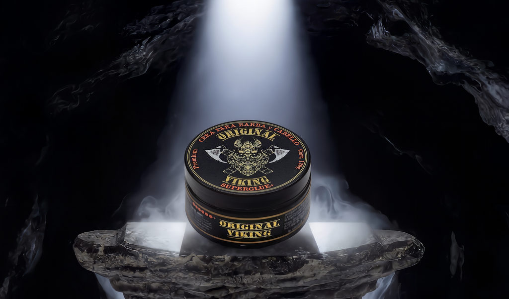 ORIGINAL VIKING Cera Super Glue – Cera Texturizadora Cabello Hombre con Volumen y Definición | Fijación Fuerte Efecto Barbería | Para Cabello y Barba | Natural, Vegano, Sin Parabenos, Aroma Tabaco-Vainilla | 120g