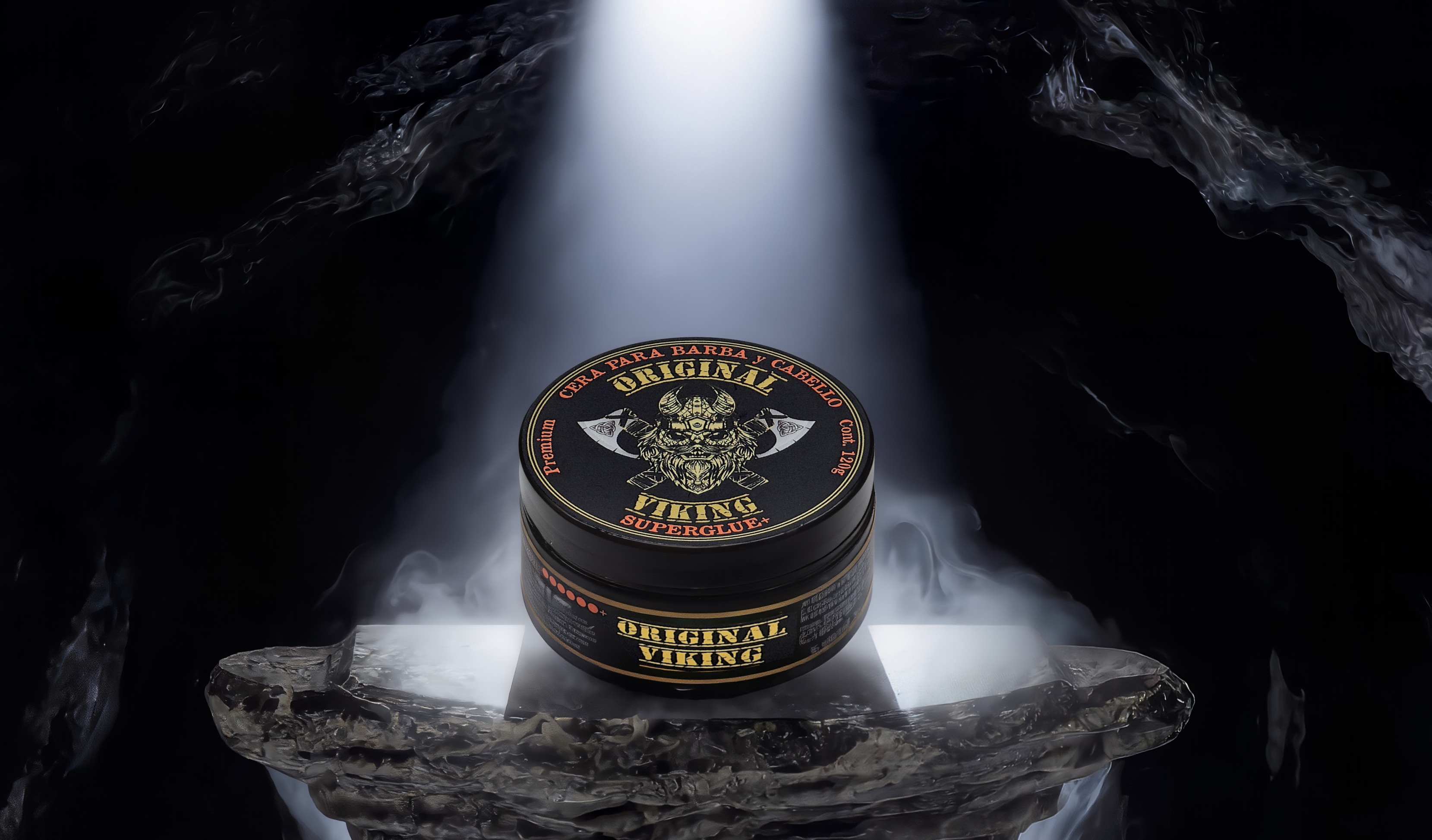 ORIGINAL VIKING Cera Super Glue – Cera Texturizadora Cabello Hombre con Volumen y Definición | Fijación Fuerte Efecto Barbería | Para Cabello y Barba | Natural, Vegano, Sin Parabenos, Aroma Tabaco-Vainilla | 120g